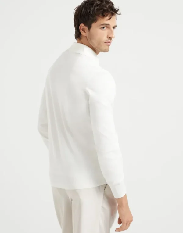 Cotton lightweight polo-style sweater