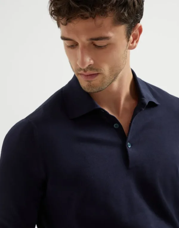 Cotton lightweight polo-style sweater