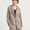 Cotton organza blazer with dazzling stripe embroidery