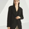 Cotton organza blazer with monili