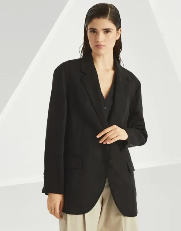 Cotton organza blazer with monili