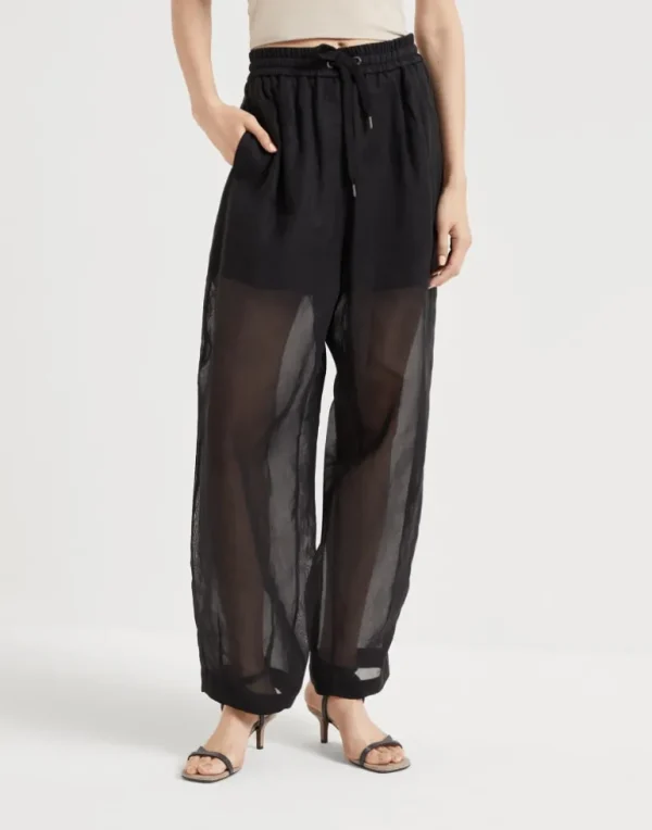 Cotton organza track trousers