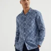 Cotton paisley twill easy fit shirt with camp collar and chest pocket