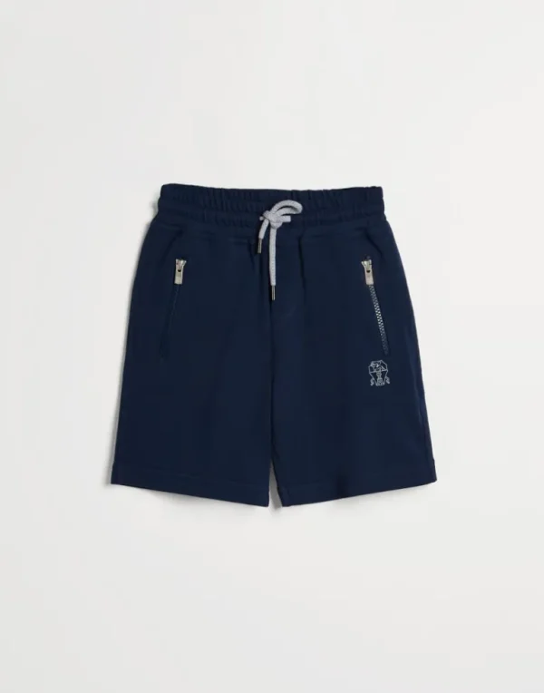 Cotton piqué Bermuda shorts with logo