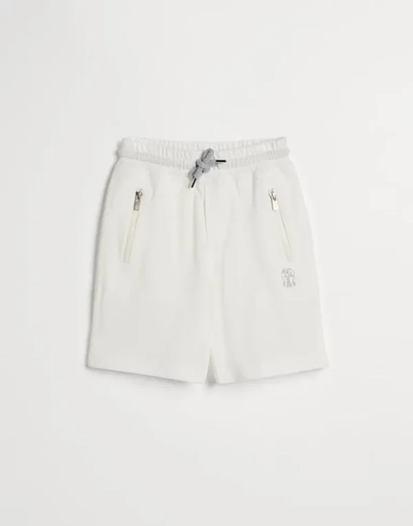 Cotton piqué Bermuda shorts with logo