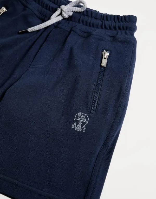 Cotton piqué Bermuda shorts with logo