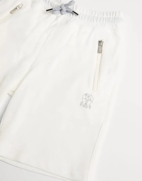 Cotton piqué Bermuda shorts with logo