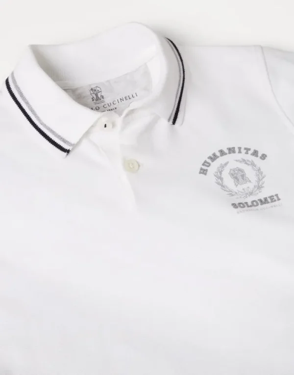 Cotton piqué polo shirt with print