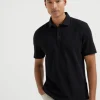 Cotton piqué shirt-style collar polo