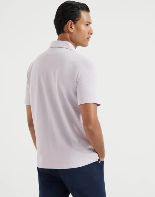 Cotton piqué shirt-style collar polo