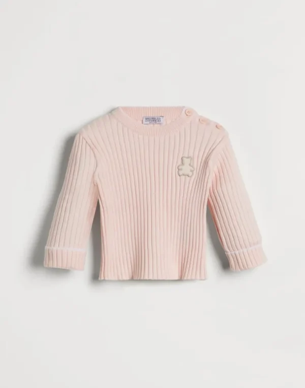 Cotton rib knit Baby Bernie sweater with patch