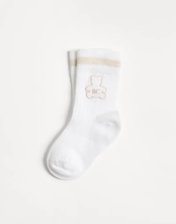 Cotton rib knit Baby Bernie socks with embroidery