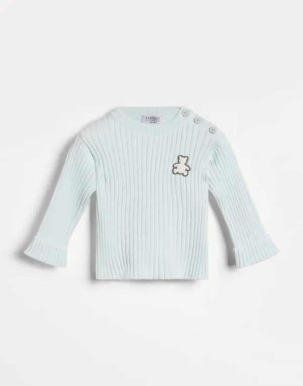 Cotton rib knit Baby Bernie sweater with patch