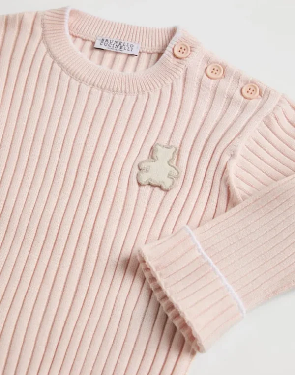 Cotton rib knit Baby Bernie sweater with patch