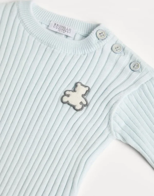 Cotton rib knit Baby Bernie sweater with patch