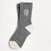 Cotton rib knit socks with intarsia