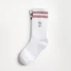 Cotton rib knit socks with stripes and embroidered logo