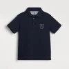 Cotton ribbed jersey polo with tennis badge