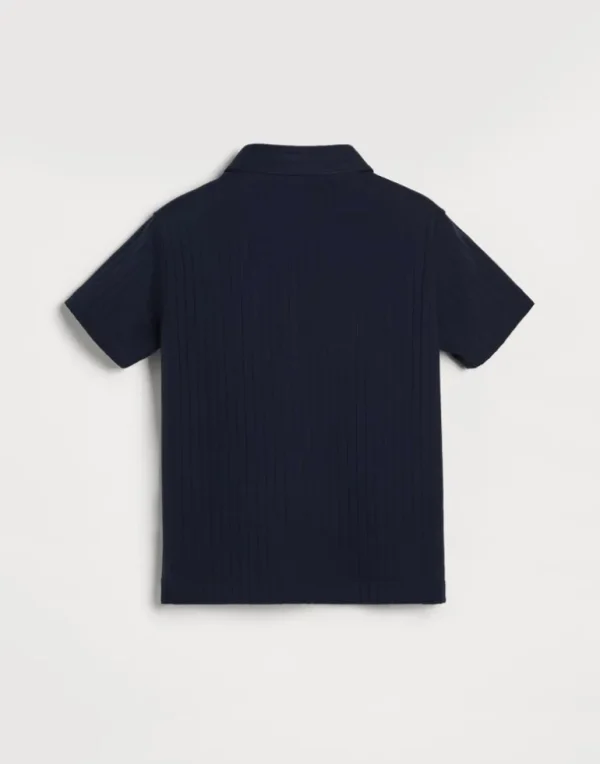 Cotton ribbed jersey polo with tennis badge