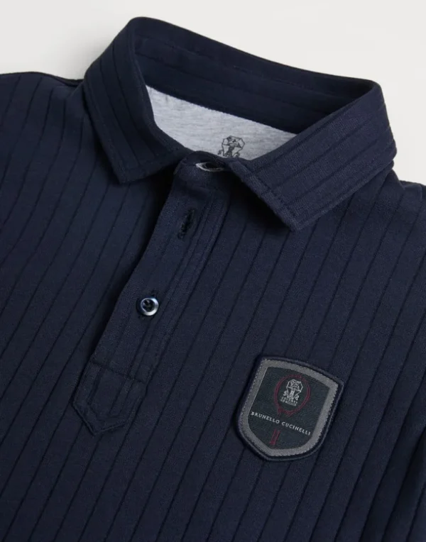 Cotton ribbed jersey polo with tennis badge