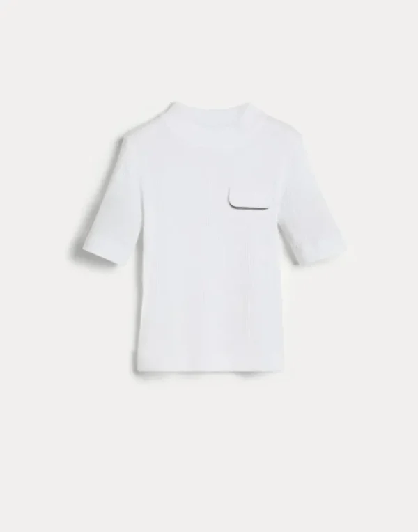 Cotton ribbed jersey T-shirt with monili