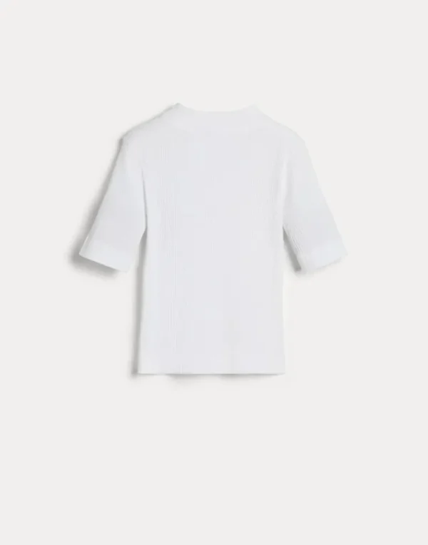 Cotton ribbed jersey T-shirt with monili