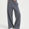 Cotton smooth French terry baggy trousers with shiny ribbed detail