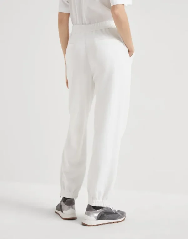 Cotton smooth French terry track trousers with precious zipper cuffs