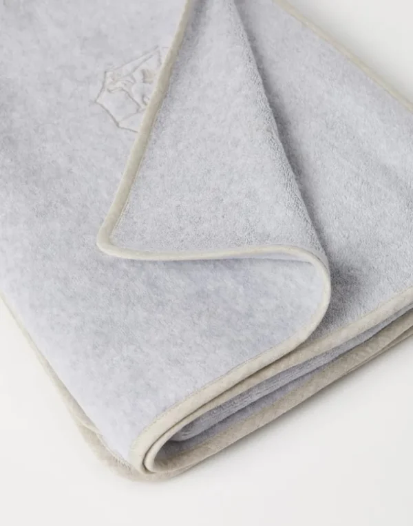 Cotton terrycloth towel with embroidery