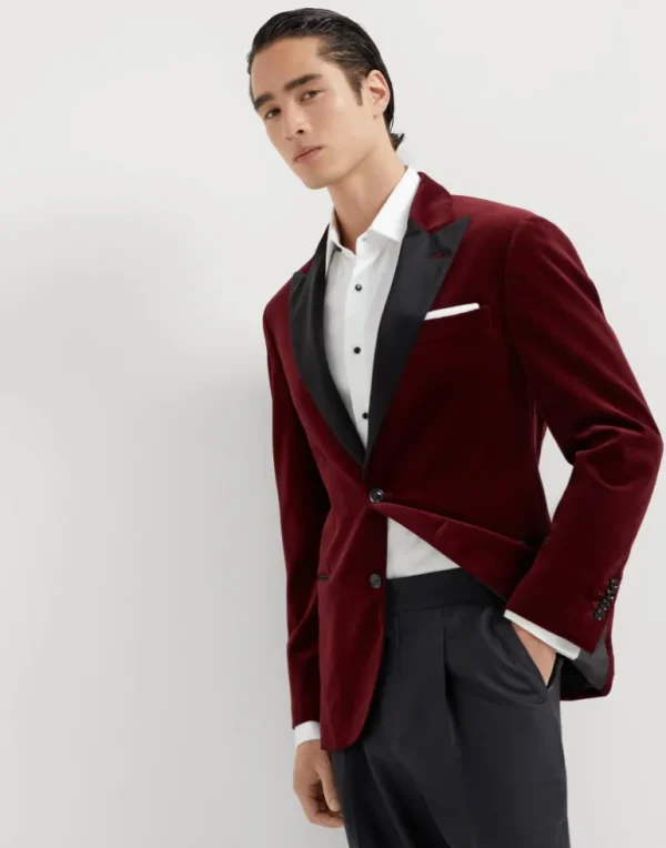 Cotton velvet tuxedo jacket with peak lapels