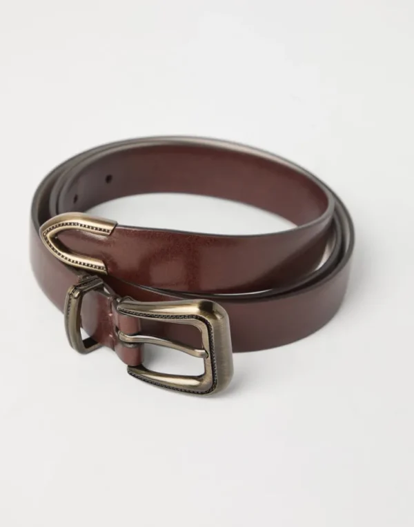 Cowhide belt with monili