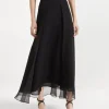 Crispy silk paneled circle skirt