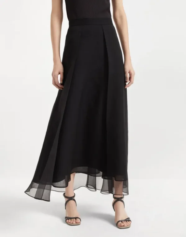 Crispy silk paneled circle skirt