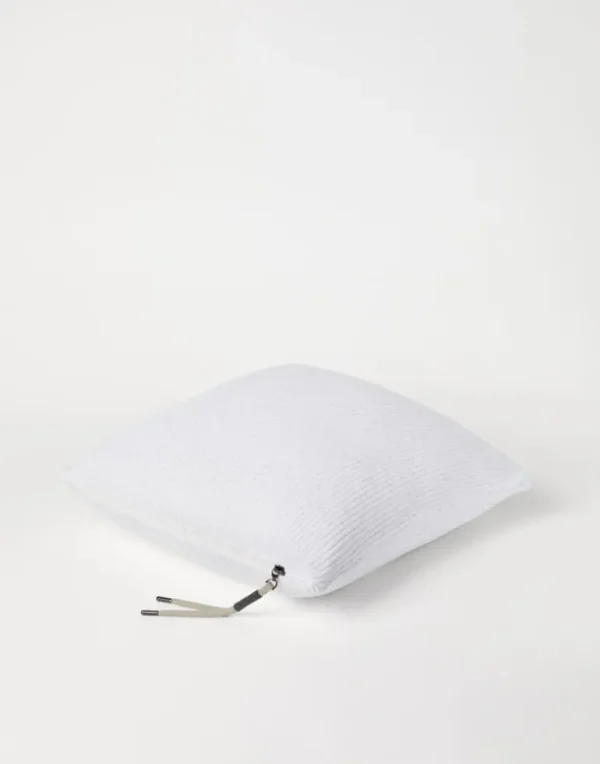 Dazzling cotton half English rib knit cushion with shiny zipper pull