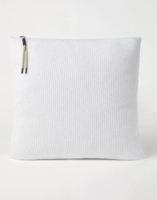 Dazzling cotton half English rib knit large cushion with shiny zipper pull