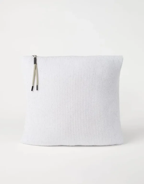 Dazzling cotton half English rib knit cushion with shiny zipper pull