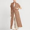 Dazzling silk and linen openwork rib long cardigan