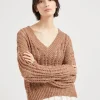 Dazzling silk and linen openwork rib sweater