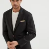 Délavé linen deconstructed blazer with metal buttons