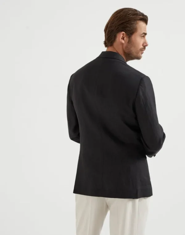 Délavé linen deconstructed blazer with metal buttons