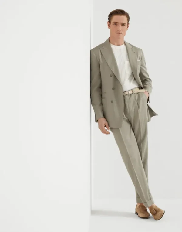 Délavé silk and linen twill leisure fit trousers with pleat