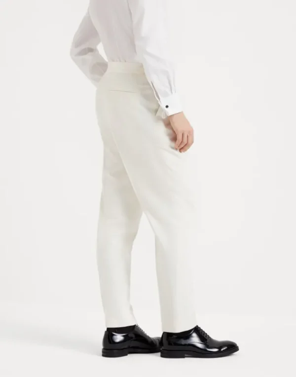 Délavé silk twill tuxedo trousers with double pleats and tabbed waistband