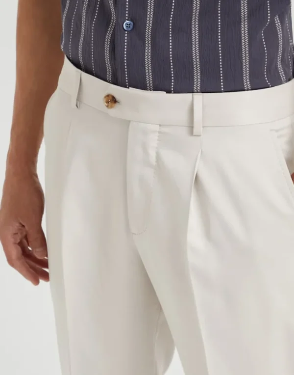 Délavé silk twill leisure fit trousers with pleat