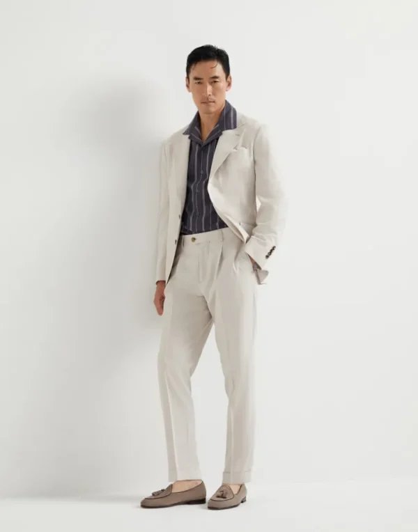 Délavé silk twill leisure fit trousers with pleat