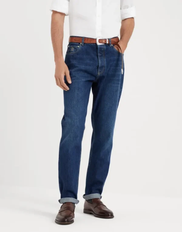 Denim iconic fit five-pocket trousers