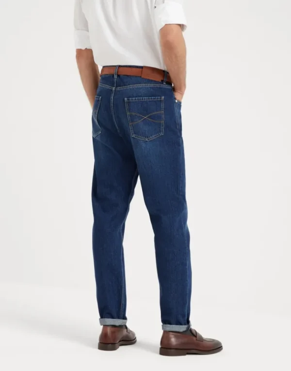 Denim iconic fit five-pocket trousers