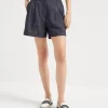 Denim-effect twill baggy shorts with monili