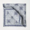 Double face linen and silk pocket square with floral design