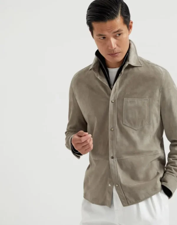 Double face suede overshirt