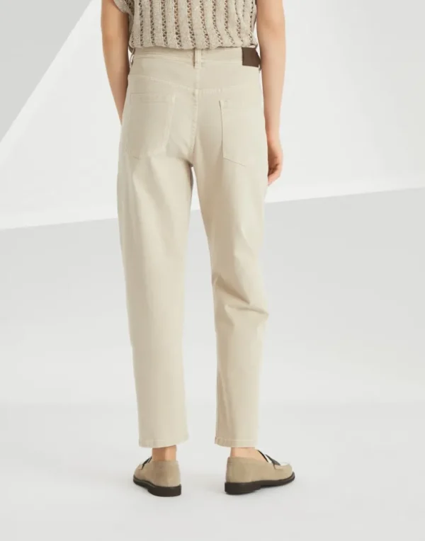 Dyed comfort denim baggy tapered trousers